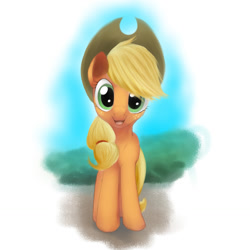 Size: 1280x1280 | Tagged: safe, artist:tres-apples, derpibooru import, applejack, pony, g4, cute, female, happy, jackabetes, looking at you, smiling, solo