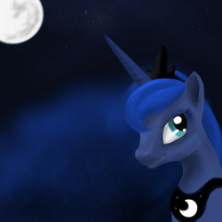 Size: 1280x1280 | Tagged: safe, artist:tres-apples, derpibooru import, princess luna, alicorn, pony, g4, female, full moon, mare, moon, night, solo