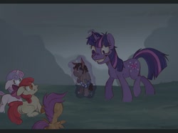 Size: 1600x1200 | Tagged: safe, artist:emptinesst6, derpibooru import, apple bloom, scootaloo, smarty pants, sweetie belle, twilight sparkle, earth pony, pegasus, pony, unicorn, g4, lesson zero, cutie mark crusaders, female, filly, foal, horn, magic, mare, telekinesis