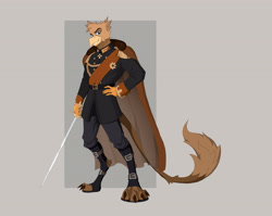 Size: 4400x3500 | Tagged: safe, artist:ilizumi, derpibooru import, oc, oc:grover vi, anthro, digitigrade anthro, griffon, equestria at war mod, anthro oc, cloak, clothes, kaiser, male, medals, military, military uniform, solo, sword, tail, talons, uniform, weapon