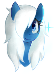 Size: 870x1202 | Tagged: dead source, safe, artist:marytheechidna, derpibooru import, oc, oc only, oc:edge, oc:microsoft edge, pony, browser ponies, bust, female, hair over one eye, mare, microsoft edge, portrait, simple background, solo, white background