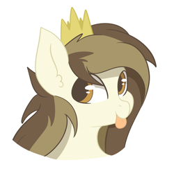 Size: 2514x2454 | Tagged: safe, artist:tkshoelace, derpibooru import, oc, oc:prince whateverer, earth pony, pony, crown, jewelry, princewhateverer, regalia, simple background, solo, tongue, tongue out, white background