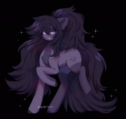 Size: 2048x1927 | Tagged: safe, artist:tyutya, derpibooru import, oc, oc only, earth pony, pony, black background, blushing, commission, eyebrows, eyebrows visible through hair, female, mare, simple background, solo