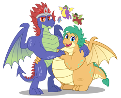 Size: 5000x4037 | Tagged: safe, artist:aleximusprime, derpibooru import, oc, oc:beam, oc:beam the dragon, oc:bumble, oc:bumble the dragon, oc:king rubble, oc:pebble, oc:pebble the dragon, oc:rubble, oc:rubble the dragon, oc:smite, oc:smite the dragon, dragon, fanfic:my little sister is a dragon, flurry heart's story, airborne, baby, baby dragon, chubby, crown, dragon oc, dragoness, fat, father and child, father and daughter, father and son, female, husband and wife, jewelry, king, male, married couple, mother and child, mother and daughter, mother and son, non-pony oc, nordo dracos, northern drake, parent and child, plump, regalia, scales, spike's aunt, spike's family, spike's father, spike's grandfather, spike's grandmother, spike's uncle
