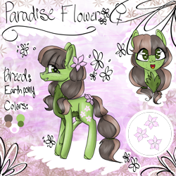 Size: 2048x2048 | Tagged: safe, artist:strawberry-heartrose, derpibooru import, oc, oc:paradise flower, earth pony, pony, female, mare, reference sheet, solo