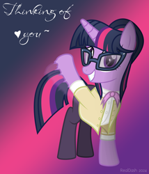 Size: 1200x1400 | Tagged: safe, artist:realdash, derpibooru import, twilight sparkle, unicorn twilight, pony, unicorn, adorkable, alternate hairstyle, alternate timeline, alternate universe, bow, bowtie, clothes, cute, dork, female, glasses, gradient background, hair bun, happy, heart, horn, looking at you, mare, milf, older, older twilight, pantyhose, show accurate, smiling, solo, sweater, twiabetes, waving, waving at you
