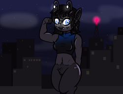 Size: 1300x1000 | Tagged: safe, artist:lazerblues, derpibooru import, oc, oc:caerulea, kaiju, breasts, glowing, glowing eyes, parent:oc:orchid