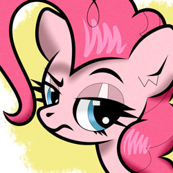 Size: 2000x2000 | Tagged: safe, artist:scandianon, derpibooru import, pinkie pie, earth pony, pony, bust, cocked eyebrow, female, lidded eyes, looking at you, mare, pinkie pie is not amused, unamused