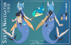 Size: 4961x3170 | Tagged: safe, artist:龙宠, derpibooru import, oc, oc only, oc:siriusnavigator, anthro, cyborg, mermaid, breasts, clothes, female, high res, latex, latex suit, reference sheet, solo, transformation