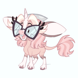 Size: 3500x3500 | Tagged: safe, artist:whinnysical, derpibooru import, oc, oc only, oc:whimsical wonder, hybrid, mule, muleicorn, colored, glasses, ponysona, simple background, sketch, white background