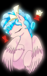 Size: 1100x1798 | Tagged: safe, artist:ohnancy, derpibooru import, cozy glow, pegasus, pony, black background, bust, eyes closed, female, filly, foal, portrait, rook, simple background, solo