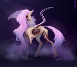 Size: 2832x2472 | Tagged: safe, artist:sparkling_light, derpibooru import, fluttershy, ghost, pegasus, pony, undead, collaboration, g4, collaboration:bestiary of fluttershy, female, helhest, missing eye, solo