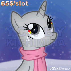 Size: 500x500 | Tagged: safe, artist:kichimina, derpibooru import, pony, unicorn, g4, advertisement, animated, blinking, bust, clothes, colored, commission, cute, ears, eyelashes, female, floppy ears, generic pony, gif, gradient background, half body, happy, horn, looking up, loop, mare, night, open mouth, perfect loop, scarf, show accurate, signature, simple background, sitting, smiling, snow, snowfall, snowflake, solo, vector, watermark, ych animation, your character here