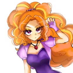 Size: 1280x1280 | Tagged: safe, artist:pulse, derpibooru import, adagio dazzle, human, equestria girls, g4, :i, adagiazonga dazzle, breasts, cleavage, clothes, eyebrows, eyebrows visible through hair, female, fingerless gloves, gem, gloves, lidded eyes, looking at you, simple background, siren gem, solo, white background