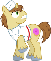 Size: 3000x3549 | Tagged: safe, artist:cloudy glow, derpibooru import, donut joe, pony, unicorn, g4, .ai available, clothes, hat, high res, horn, male, shirt, simple background, solo, stallion, transparent background, unshorn fetlocks, vector