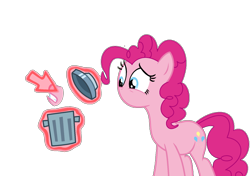 Size: 1278x899 | Tagged: safe, artist:brightstar40k, derpibooru import, pinkie pie, earth pony, g4, magic duel, female, mouthless, simple background, solo, transparent background, trash can