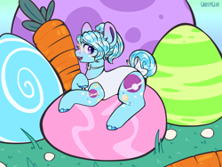 Size: 1400x1050 | Tagged: safe, artist:ghostyglue, derpibooru import, night glider (g1), earth pony, g1, bow, bowtie, carrot, clothes, coat markings, commission, egg, female, food, glasses, leotard, lipstick, mare, solo, tail, tail bow, ych result