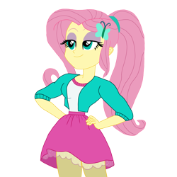 Size: 3046x3046 | Tagged: safe, artist:enterusxrname, derpibooru import, fluttershy, equestria girls, g4, clothes, female, high res, pink skirt, png, show accurate, simple background, skirt, solo, transparent background