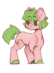 Size: 1318x1776 | Tagged: safe, artist:shyhandart, derpibooru import, oc, oc only, oc:sweet pea, earth pony, pony, adopted offspring, colored hooves, eye clipping through hair, eyebrows, eyebrows visible through hair, female, filly, foal, head turn, missing limb, parent:big macintosh, parent:fluttershy, parents:fluttermac, simple background, solo, white background