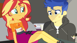 Size: 3379x1900 | Tagged: safe, artist:gmaplay, derpibooru import, flash sentry, sunset shimmer, equestria girls, g4, bandage, blood, blooded, female, flashimmer, incomplete, injured, male, sad, sadness, shipping, solo, straight, tribute