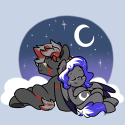 Size: 2600x2600 | Tagged: safe, artist:paperbagpony, derpibooru import, oc, oc only, moon, scar, sleeping, stars