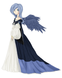 Size: 2243x2813 | Tagged: safe, artist:the-orator, derpibooru import, princess luna, human, g4, humanized, simple background, solo, white background, wings