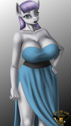 Size: 4320x7680 | Tagged: safe, artist:tsaritsaluna, derpibooru import, maud pie, anthro, earth pony, big breasts, breasts, cleavage, clothes, dress, female, gradient background, huge breasts, looking at you, mare, maud pies, solo