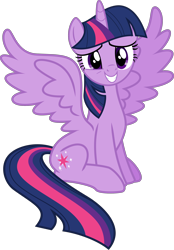 Size: 2048x2949 | Tagged: safe, artist:jp, derpibooru exclusive, derpibooru import, twilight sparkle, twilight sparkle (alicorn), alicorn, pony, amending fences, g4, season 5, .svg available, cute, female, grin, looking at you, nervous, simple background, sitting, smiling, solo, spread wings, svg, transparent background, twiabetes, vector, wings
