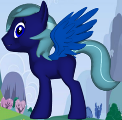 Size: 584x575 | Tagged: safe, derpibooru import, oc, oc only, oc:midnight space, pegasus, 3d pony creator, large wings, male, side view, stallion, striped tail, tail, wings