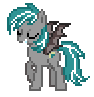 Size: 94x97 | Tagged: safe, artist:rainbowšpekgs, derpibooru import, oc, oc only, oc:malachite cluster, bat pony, pony, april fools 2024, bat pony oc, bat wings, eyes closed, male, pixel art, simple background, smiling, solo, spread wings, stallion, transparent background, wings