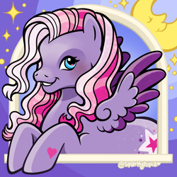 Size: 2400x2400 | Tagged: safe, artist:sparkytopia, derpibooru import, starsong, pegasus, pony, g3, looking at you, solo, spread wings, wings