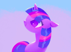 Size: 1012x748 | Tagged: safe, artist:shgrcube, derpibooru import, twilight sparkle, unicorn twilight, pony, unicorn, g4, ears, ears back, female, floppy ears, smiling, solo, tail