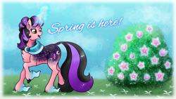 Size: 3840x2160 | Tagged: safe, artist:mesuyoru, derpibooru import, oc, oc only, oc:moonlight orchid, pony, unicorn, cloven hooves, coat markings, female, flower, grass, hair bun, horn, long hair, long horn, long tail, magic, magic aura, mare, ponysona, sky, solo, tail, unshorn fetlocks