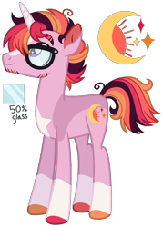 Size: 1028x1439 | Tagged: safe, artist:strawberry-spritz, derpibooru import, oc, pony, unicorn, glasses, horn, magical threesome spawn, male, multiple parents, offspring, parent:moondancer, parent:sunburst, parent:twilight sparkle, simple background, solo, stallion, transparent background