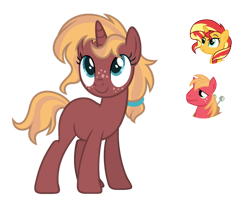 Size: 1024x849 | Tagged: safe, artist:sapphiretwinkle, derpibooru import, big macintosh, sunset shimmer, oc, pony, unicorn, female, horn, mare, offspring, parent:big macintosh, parent:sunset shimmer, parents:shimmermac, simple background, transparent background