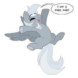 Size: 2048x2048 | Tagged: safe, derpibooru import, silverspeed, pegasus, pony, g4, digital art, eyes closed, female, flying, full body, happy, jumping, mare, open mouth, open smile, simple background, smiling, solo, transparent background