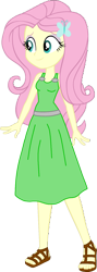 Size: 554x1564 | Tagged: safe, artist:invisibleink, artist:tylerajohnson352, derpibooru import, fluttershy, human, equestria girls, g4, belt, clothes, dress, feet, gown, high heels, sandals, shoes, simple background, skirt, solo, toes, transparent background, waistband