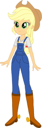 Size: 529x1595 | Tagged: safe, artist:invisibleink, artist:tylerajohnson352, derpibooru import, applejack, human, equestria girls, g4, boots, clothes, cowboy boots, cowboy hat, cowgirl, denim, farm girl, farmer, hat, overalls, shirt, shoes, simple background, solo, transparent background