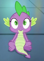 Size: 434x600 | Tagged: safe, artist:jack107401, derpibooru import, edit, edited screencap, screencap, barb, spike, dragon, father knows beast, blushing, eyelashes, looking at you, rule 63, solo