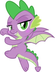 Size: 1024x1346 | Tagged: safe, derpibooru import, edit, edited screencap, screencap, barb, spike, dragon, molt down, blushing, eyelashes, looking at you, rule 63, simple background, smiling, white background, winged spike, wings
