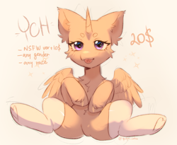 Size: 2432x1993 | Tagged: safe, artist:tyutya, derpibooru import, pony, cheek fluff, chest fluff, clothes, ear fluff, ears, featureless crotch, fluffy, hoof heart, sitting, socks, stockings, thigh highs, tongue, tongue out, underhoof, ych sketch, your character here