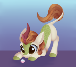 Size: 2488x2192 | Tagged: safe, artist:dusthiel, derpibooru import, autumn blaze, kirin, g4, :p, awwtumn blaze, cute, eyes on the prize, face down ass up, female, looking at something, mare, smiling, solo, tongue, tongue out