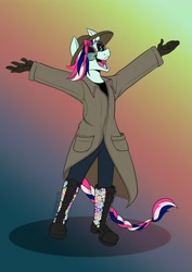 Size: 2894x4093 | Tagged: safe, artist:dragonfoxgirl, derpibooru import, oc, oc only, anthro, braid, braided tail, gradient background, solo, tail