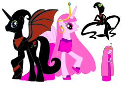 Size: 3820x2672 | Tagged: safe, artist:nathaniel718, derpibooru import, alicorn, pony, g4, adventure time, cartoon network, female, male, mare, nergal, nergal and princess bubblegum, ponified, princess bubblegum, simple background, species swap, stallion, the grim adventures of billy and mandy, white background