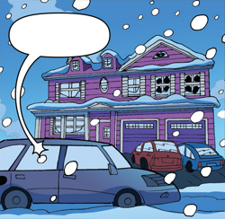Size: 745x727 | Tagged: safe, derpibooru import, edit, idw, equestria girls, g4, spoiler:comic, spoiler:comicholiday2014, car, cropped, no pony, official comic, rarity's house