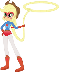 Size: 2372x2891 | Tagged: safe, artist:dupontsimon, derpibooru import, applejack, human, fanfic:choose your own magic ending, better together, equestria girls, g4, fanfic art, lasso, long hair, rope, simple background, solo, superhero, transparent background, vector