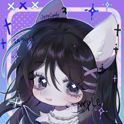 Size: 1000x1000 | Tagged: safe, artist:jelly-candy, derpibooru import, oc, oc only, earth pony, pony, chain necklace, cross earring, cute, ear piercing, earring, fangs, hairclip, icon, jewelry, ocbetes, piercing, single fang, unnamed oc