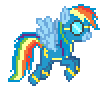 Size: 100x90 | Tagged: safe, artist:jaye, derpibooru import, rainbow dash, pony, g4, animated, desktop ponies, flying, pixel art, simple background, solo, sprite, transparent background