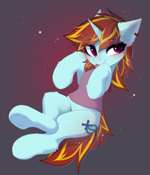 Size: 3039x3526 | Tagged: safe, artist:empress-twilight, derpibooru import, oc, oc only, oc:exodust, pony, unicorn, :p, clothes, commission, ear fluff, ear piercing, ears, eyebrows, eyebrows visible through hair, eyeshadow, femboy, fluffy, gradient background, high res, horn, leaning, leaning back, leg fluff, lidded eyes, looking at you, makeup, male, piercing, purple eyes, red hair, smiling, solo, stallion, striped mane, striped tail, tail, tongue, tongue out, underhoof, unicorn oc, ych result