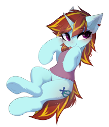 Size: 3039x3526 | Tagged: safe, artist:empress-twilight, derpibooru import, oc, oc only, oc:exodust, pony, unicorn, :p, clothes, commission, ear fluff, ear piercing, ears, eyebrows, eyebrows visible through hair, eyeshadow, femboy, fluffy, high res, horn, leaning, leaning back, leg fluff, lidded eyes, looking at you, makeup, male, piercing, purple eyes, red hair, simple background, smiling, solo, stallion, striped mane, striped tail, tail, tongue, tongue out, transparent background, underhoof, unicorn oc, ych result